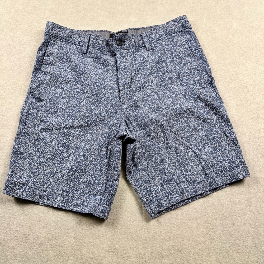 Banana Republic Mens Aiden Shorts 33 Blue Floral Chino Stretch Flat Front